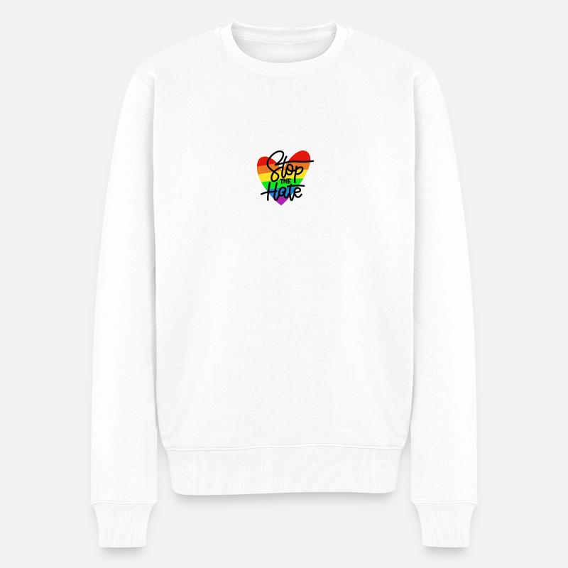 STOP the hate - Männer Premium Bio Pullover - Weiß