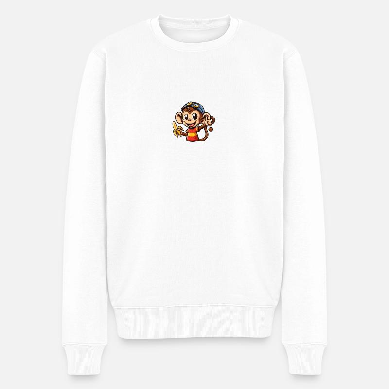 Cartoon Affe 1 - Männer Premium Bio Pullover - Weiß