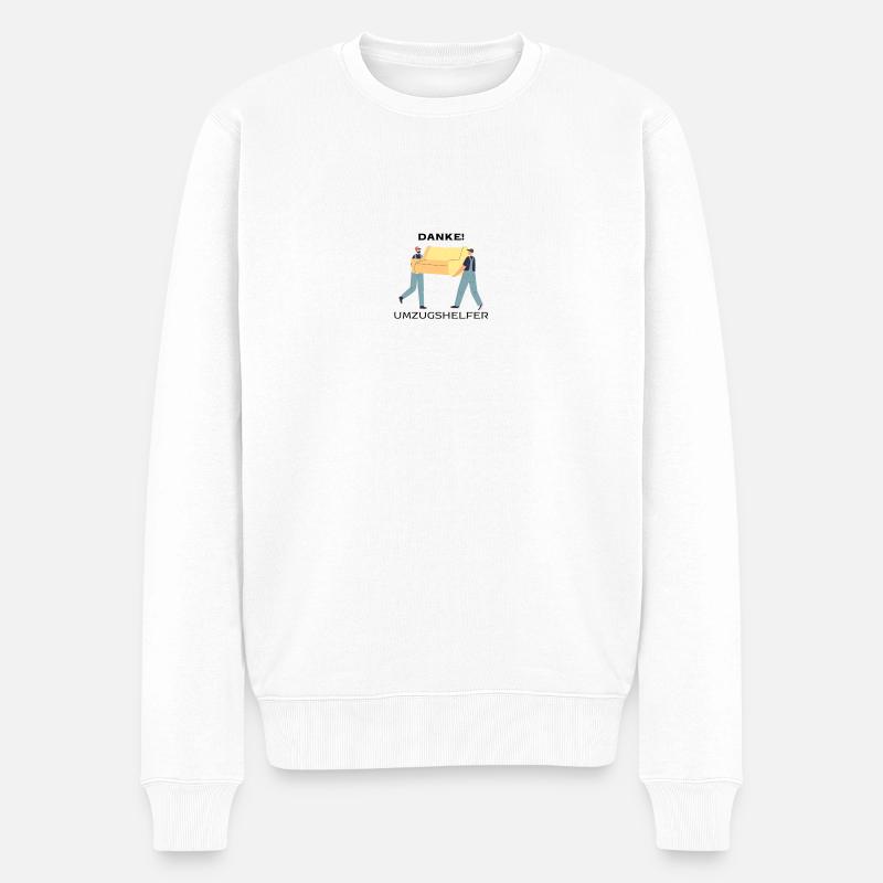 Umzug - Helfer - Danke - Männer Premium Bio Pullover - Weiß