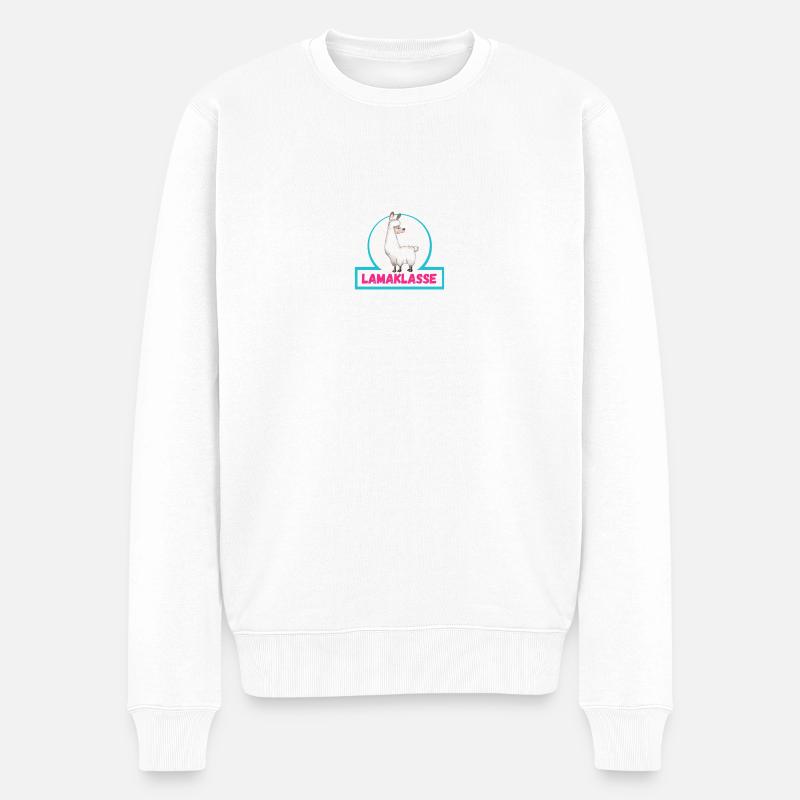 Lamaklasse Klassentier Lama - Männer Premium Bio Pullover - Weiß