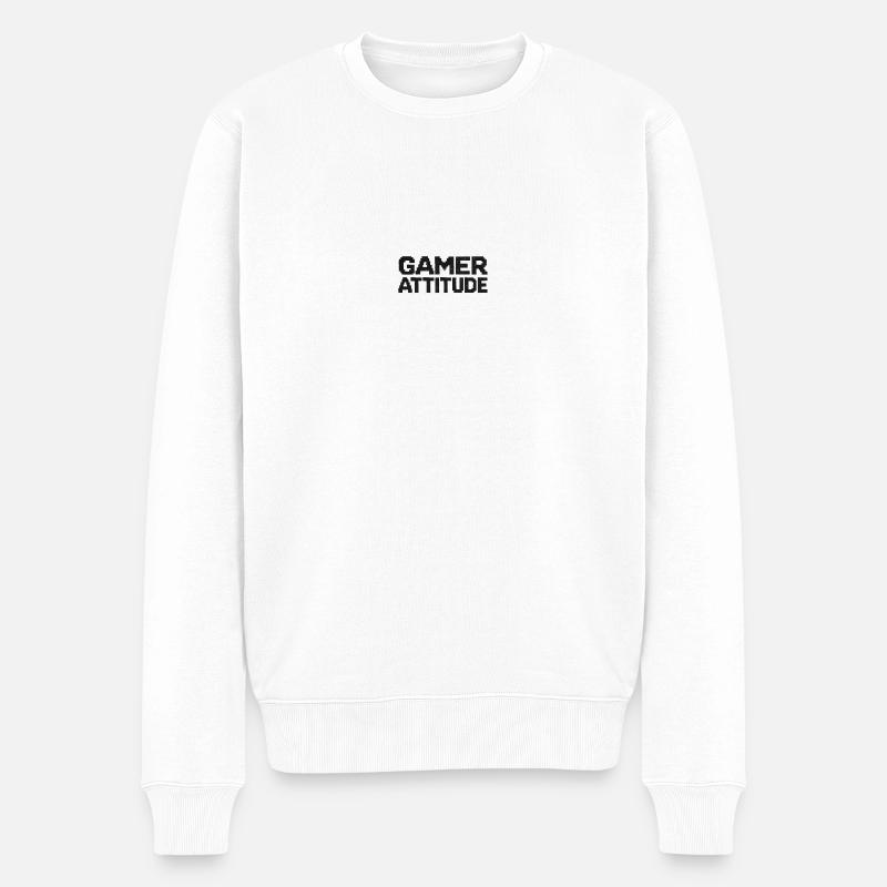 Gamer-Einstellung - Männer Premium Bio Pullover - Weiß