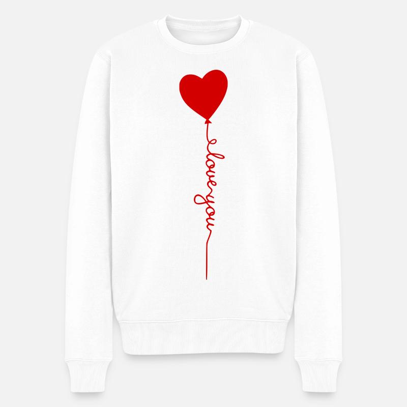 Herzballon mit Liebesschrift - Männer Premium Bio Pullover - Weiß