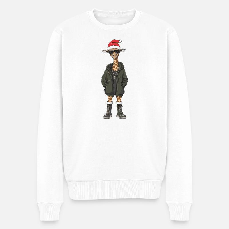 Giraffe Weihnachten Winter - Männer Premium Bio Pullover - Weiß