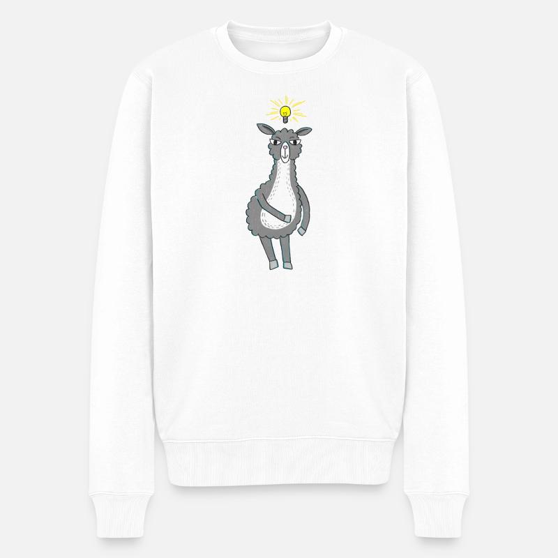 Lama hat eine Idee - Männer Premium Bio Pullover - Weiß