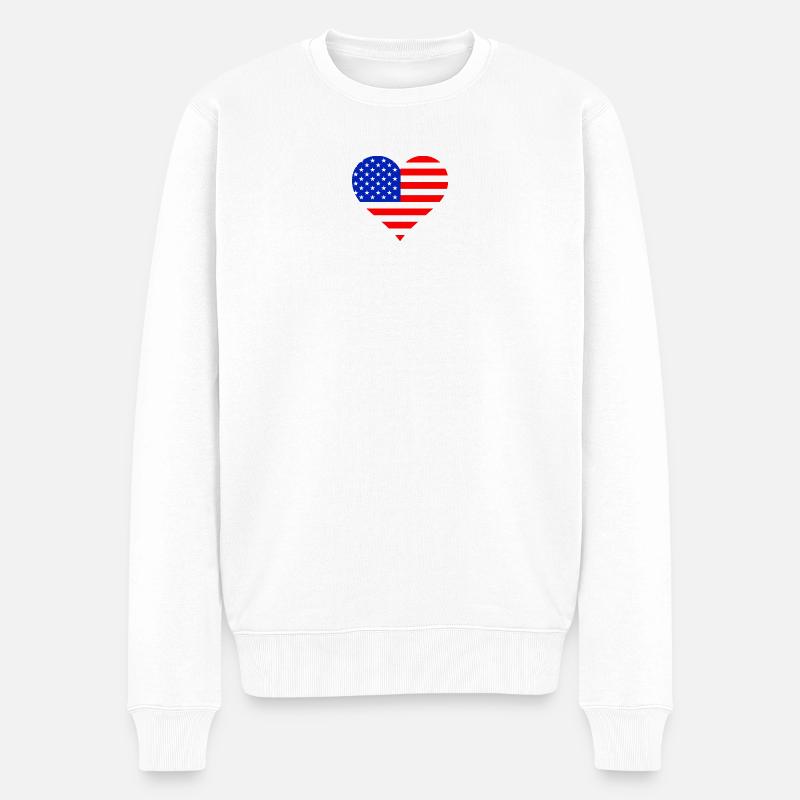Coeur Drapeau US  - Pull Premium bio Homme - blanc