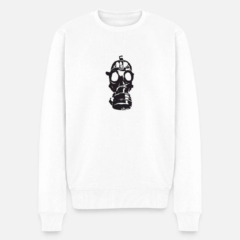 Gasmaske - Männer Premium Bio Pullover - Weiß