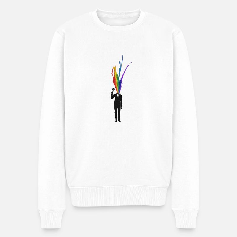 éclaboussure arc-en-ciel d'homme d'affaires créatif - Pull Premium bio Homme - blanc