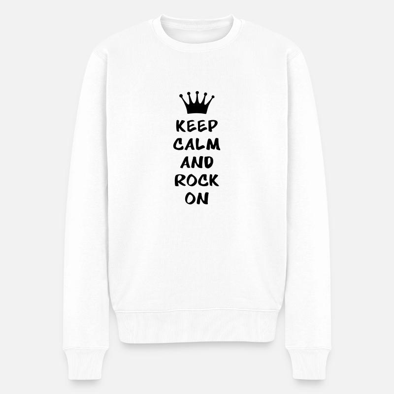 Keep calm and - Männer Premium Bio Pullover - Weiß