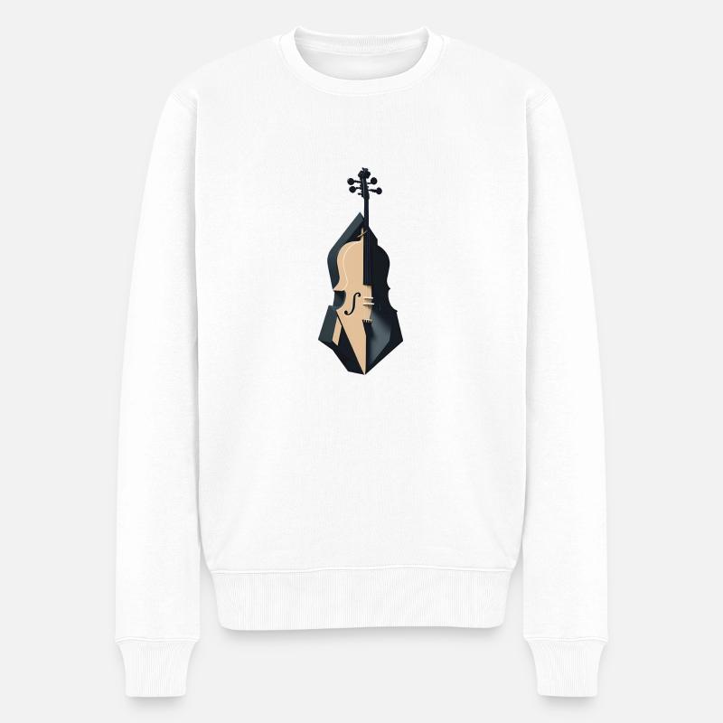 Geometrisches Cello - Männer Premium Bio Pullover - Weiß