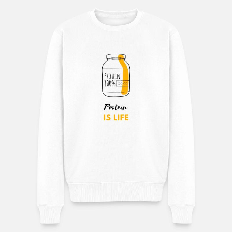 Protein is life - Männer Premium Bio Pullover - Weiß