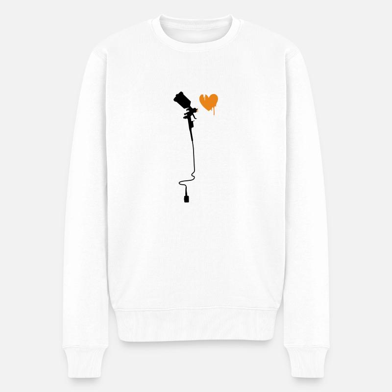 airbrushherz_2f - Männer Premium Bio Pullover - Weiß