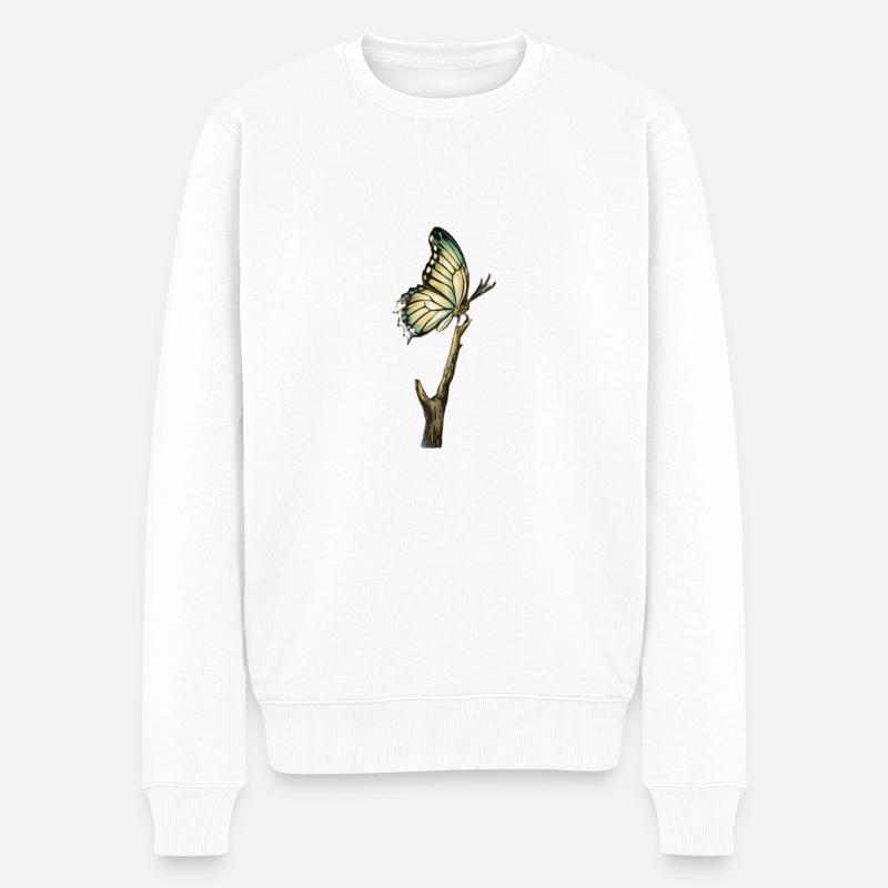 Schmertterflink - Männer Premium Bio Pullover - Weiß