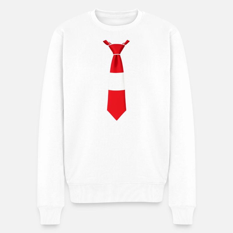 Lettische Krawatte – Flaggendesign - Männer Premium Bio Pullover - Weiß