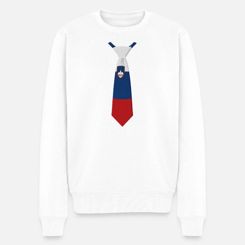 Slovenia Tie – Flaggendesign - Männer Premium Bio Pullover - Weiß
