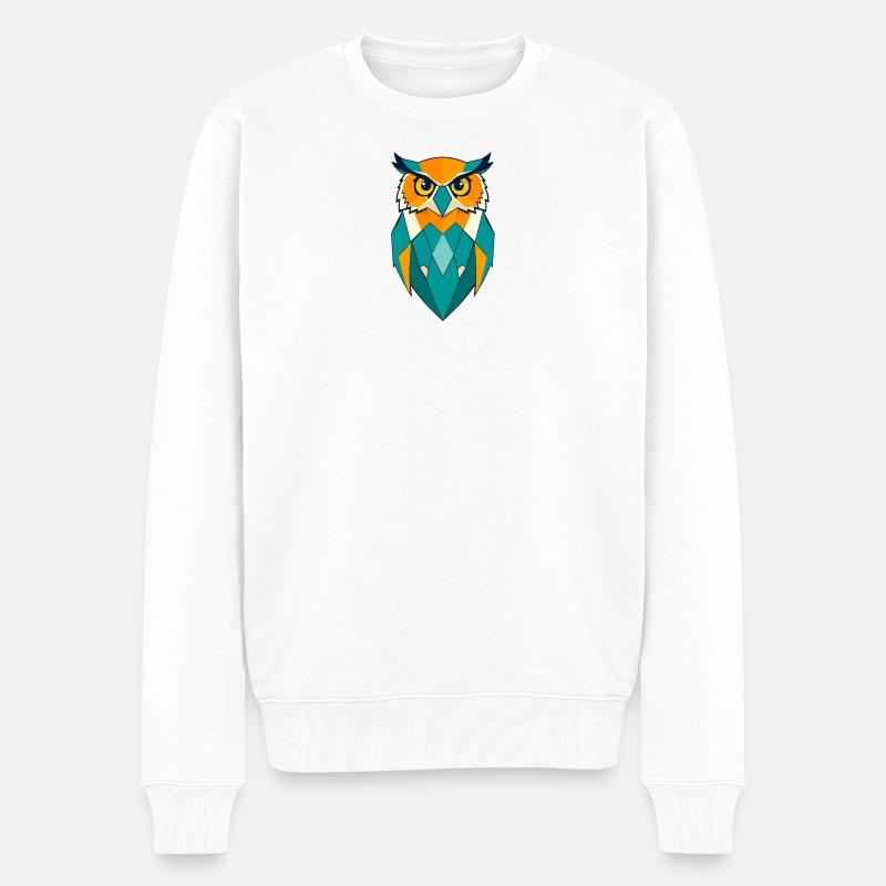 Geometrische Eule - Männer Premium Bio Pullover - Weiß