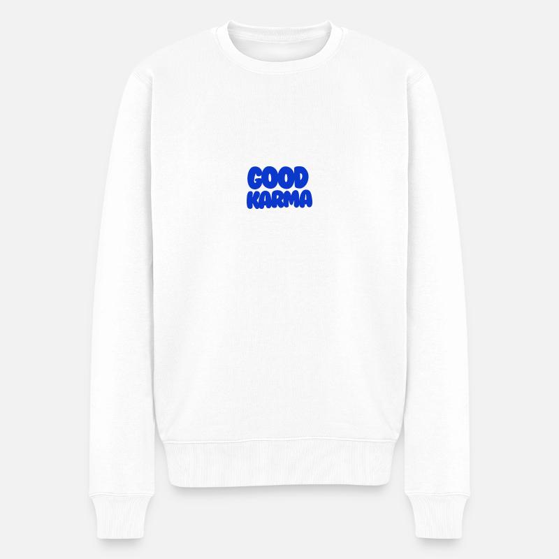 Good Karma Blue - Männer Premium Bio Pullover - Weiß