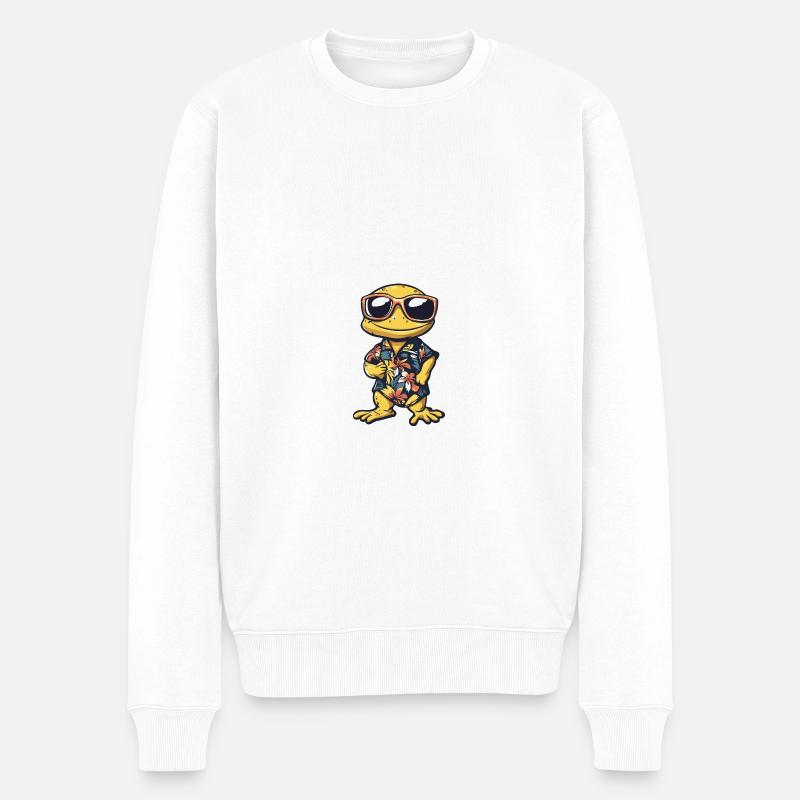 Lézard Bande dessinée Vacances - Pull Premium bio Homme - blanc