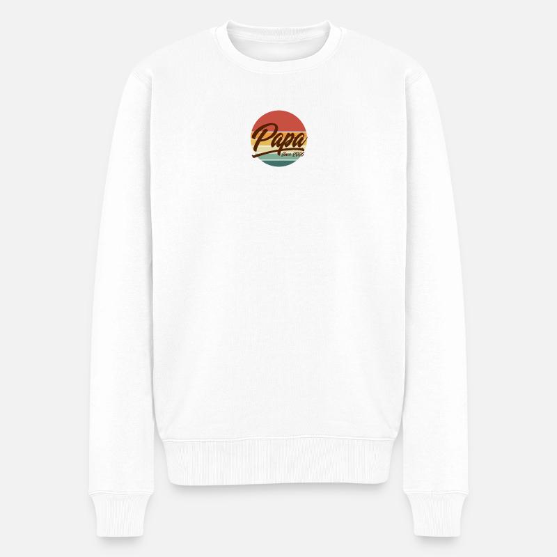 Papa seit 2006 Retro Sunset Vaterschaft - Männer Premium Bio Pullover - Weiß