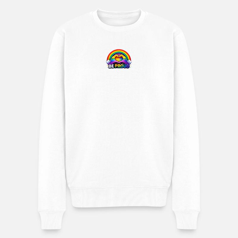 Sei stolz, Regenbogenherz-Stolz - Männer Premium Bio Pullover - Weiß
