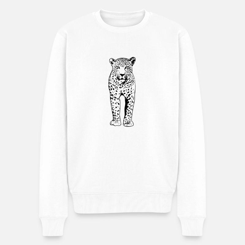 Leopard - Männer Premium Bio Pullover - Weiß
