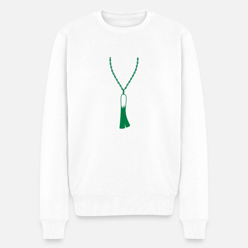 Schmuck Lauch Halskette - Männer Premium Bio Pullover - Weiß