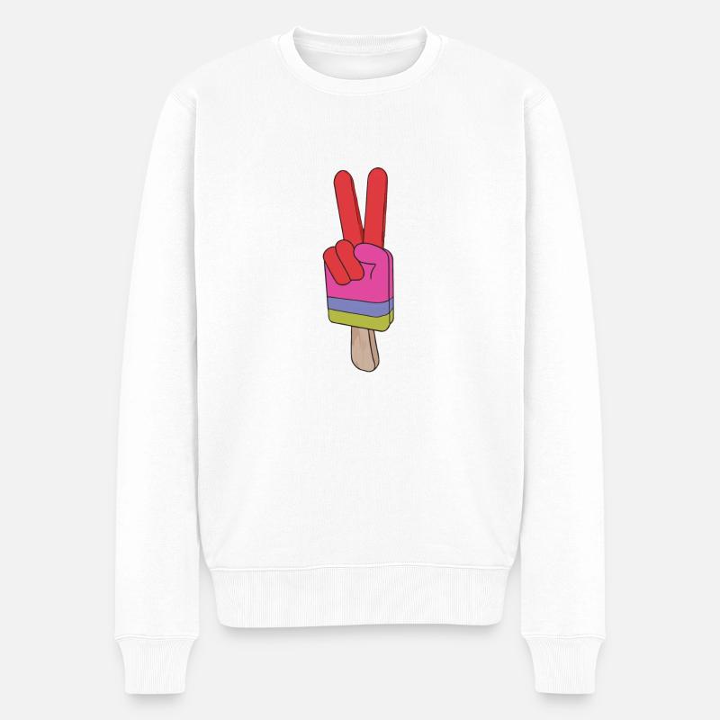 Popsicles Signe de paix Paix - Pull Premium bio Homme - blanc