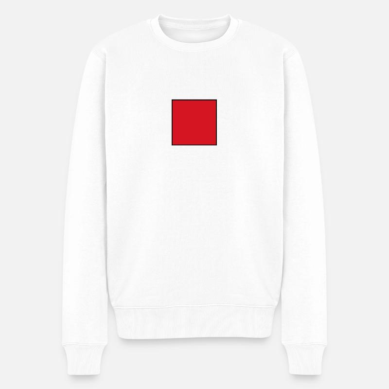 Quadrat rot - Männer Premium Bio Pullover - Weiß