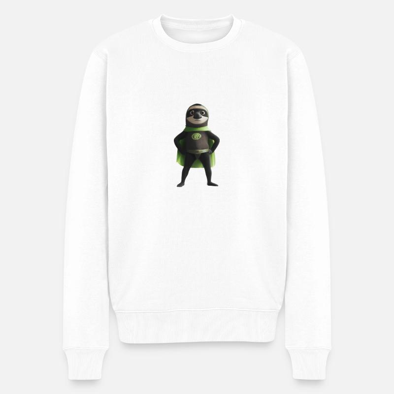 Lazy Superhero - Männer Premium Bio Pullover - Weiß