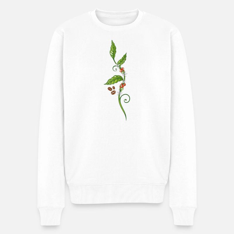 Kaffee Kaffeepflanze Kaffeebohnen - Männer Premium Bio Pullover - Weiß