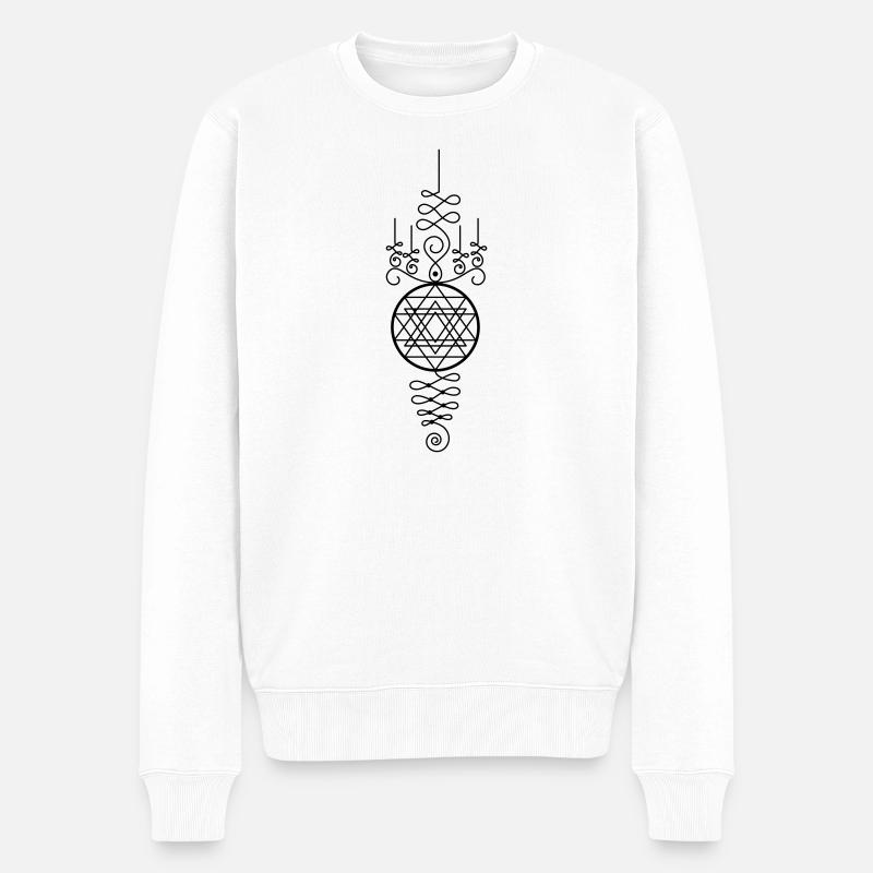 Goldenes Yant Totem – Spirituelle Geometrie - Männer Premium Bio Pullover - Weiß
