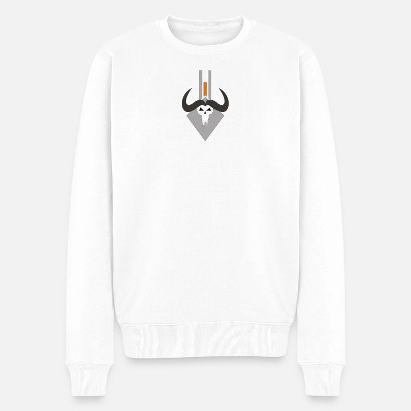 Dämonischer Totenkopf im Schild - Männer Premium Bio Pullover - Weiß