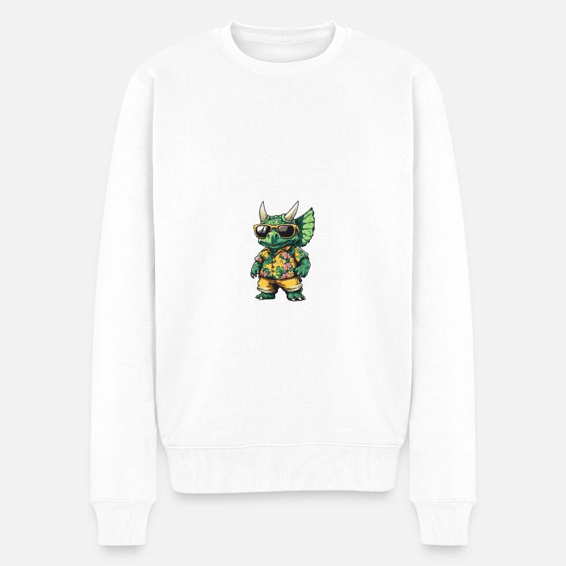Dinosaurier triceratops Comic Urlaub - Männer Premium Bio Pullover - Weiß