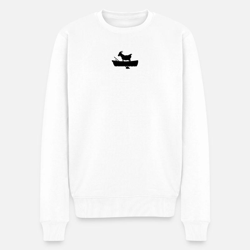 G.O.A.T. Ziege im Boot - Männer Premium Bio Pullover - Weiß