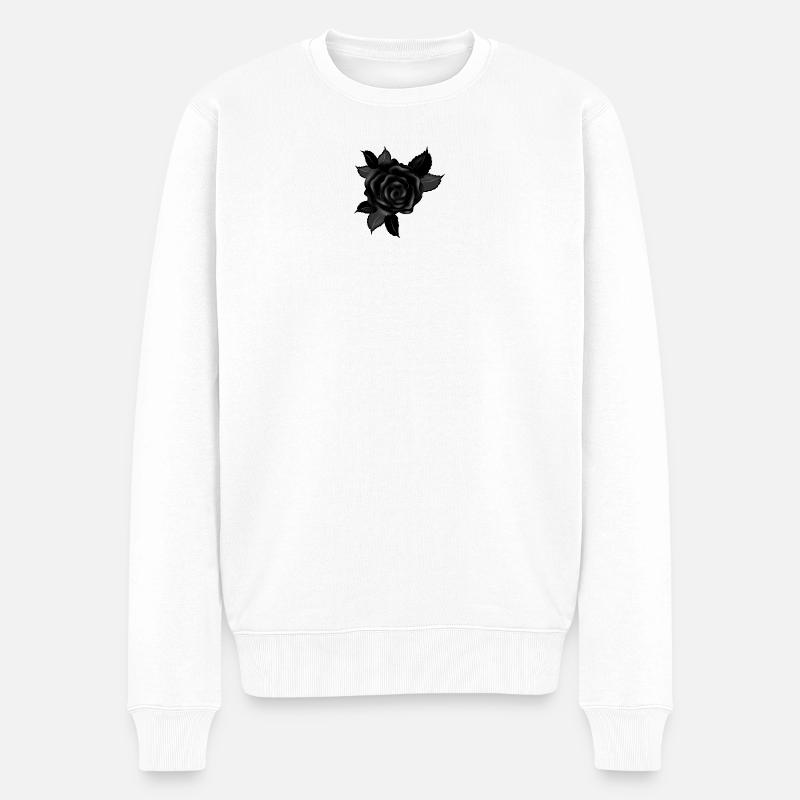 schwarze Gothic Rose - Männer Premium Bio Pullover - Weiß