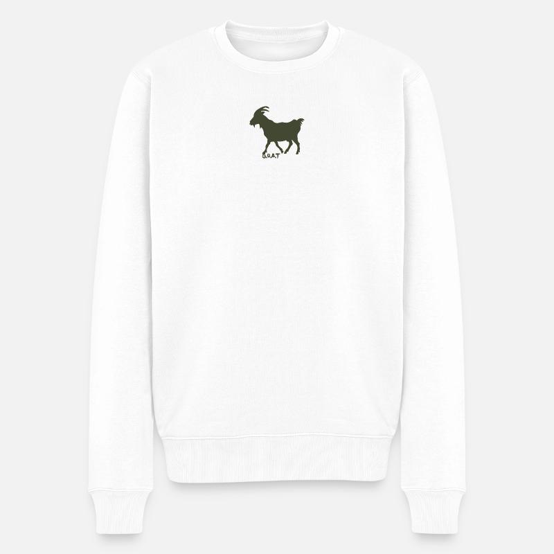 Ziege GOAT olive - Männer Premium Bio Pullover - Weiß