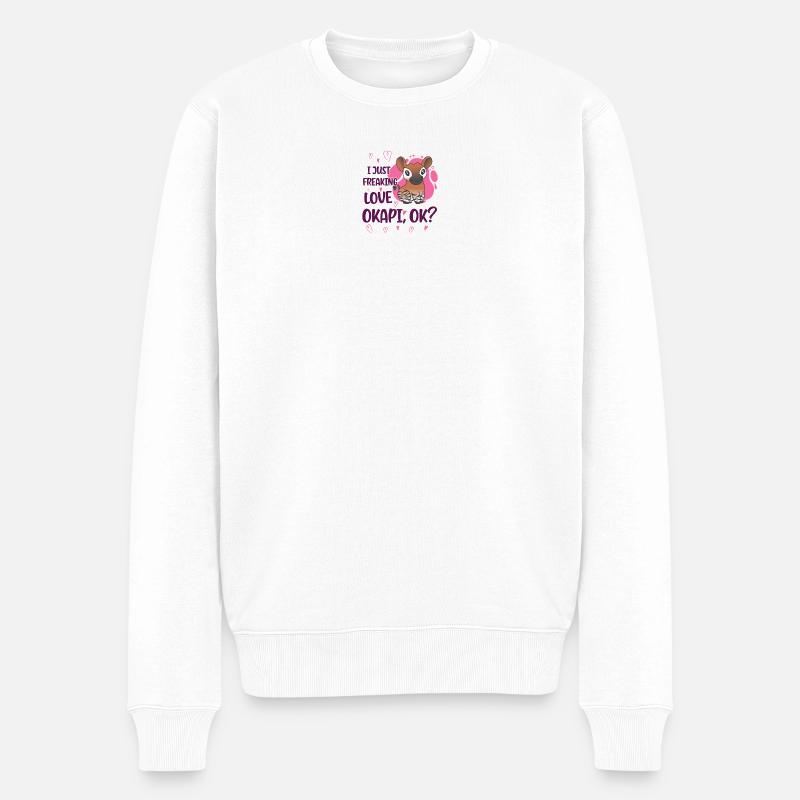 Ich liebe Okapi - Männer Premium Bio Pullover - Weiß