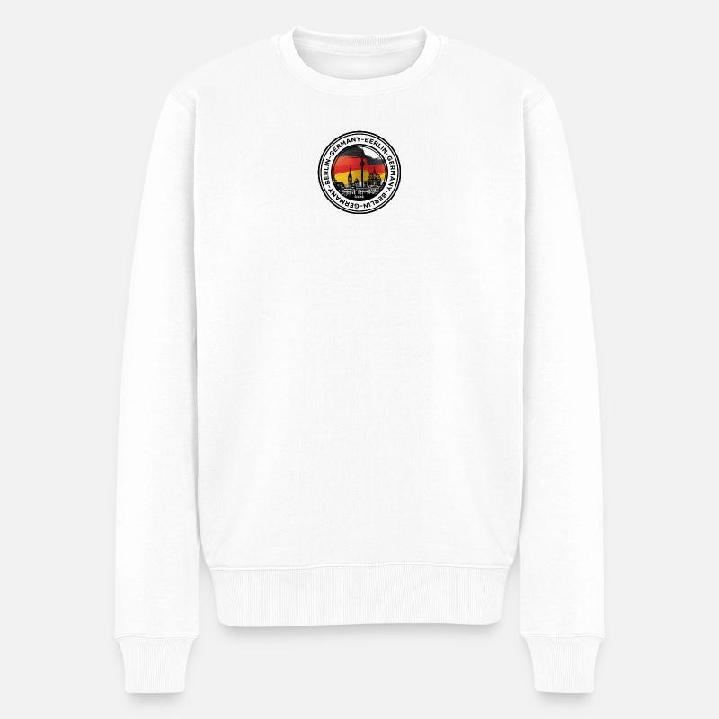 Horizon de Berlin aux couleurs du drapeau allemand - Pull Premium bio Homme - blanc