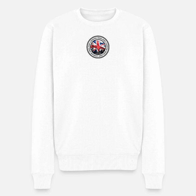 Londoner Wahrzeichen-Collage mit Union Jack - Männer Premium Bio Pullover - Weiß