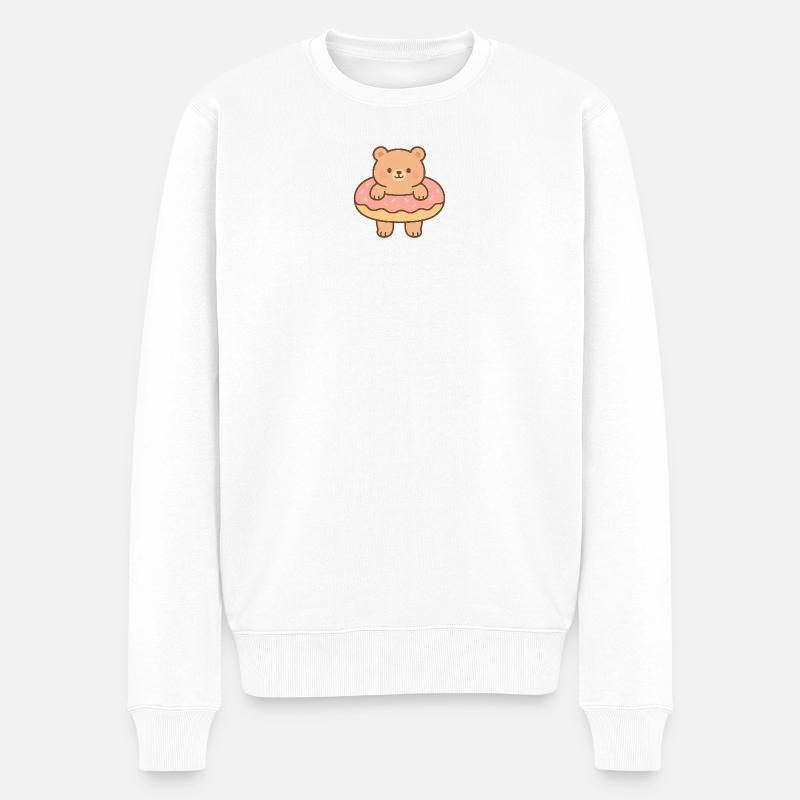 Kleiner schwimmender Bär - Männer Premium Bio Pullover - Weiß