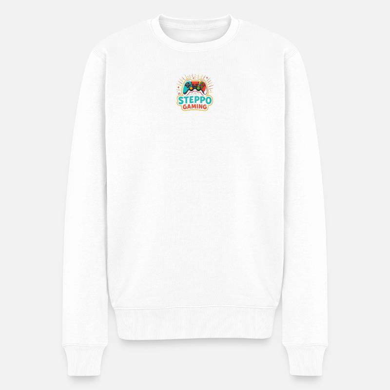 Steppo Gaming Controller Logo - Männer Premium Bio Pullover - Weiß