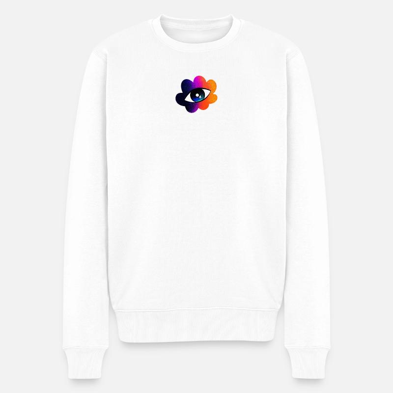 Oeil dans le nuage arc-en-ciel - Pull Premium bio Homme - blanc