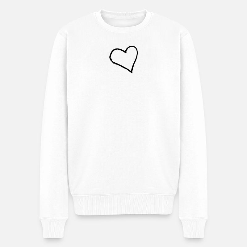Großes Herz - Männer Premium Bio Pullover - Weiß
