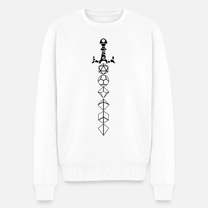 Dungeon Würfel Schwert - Männer Premium Bio Pullover - Weiß