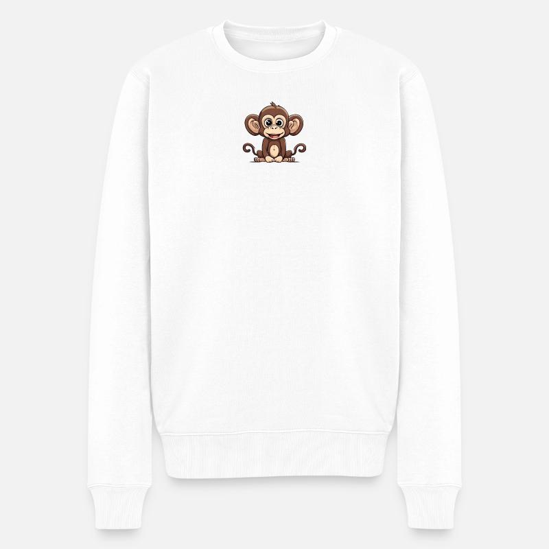 dessin animé singe design mignon - Pull Premium bio Homme - blanc