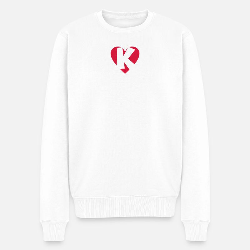 I love K - Herz K - Buchstabe K - Männer Premium Bio Pullover - Weiß