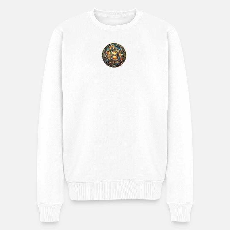 Sceau Bitcoin orné - Pull Premium bio Homme - blanc
