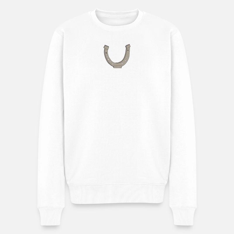 hufeisen - Männer Premium Bio Pullover - Weiß