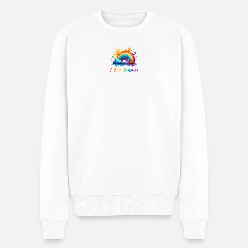 J’aime les arcs-en-ciel - Pull Premium bio Homme - blanc