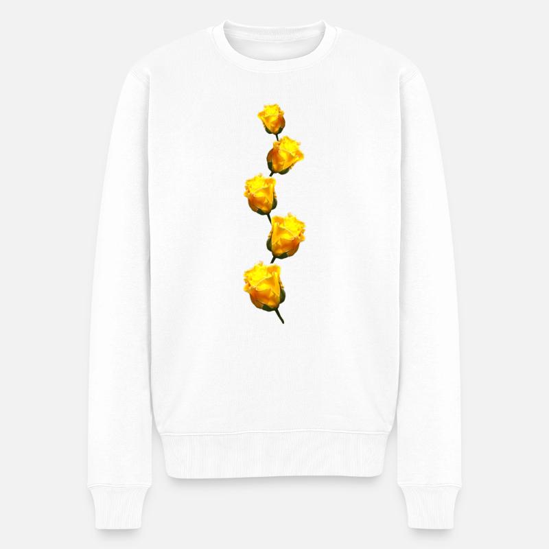 gelbe Rosen - Männer Premium Bio Pullover - Weiß