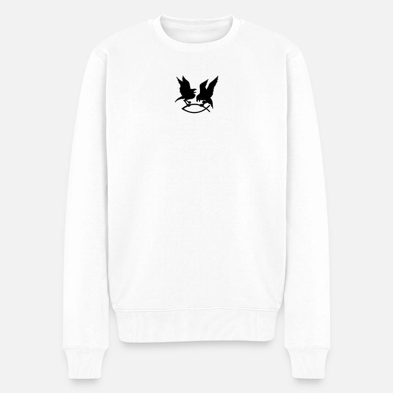 T-Shirt mit Odin's Raben auf den Ärmeln - Männer Premium Bio Pullover - Weiß